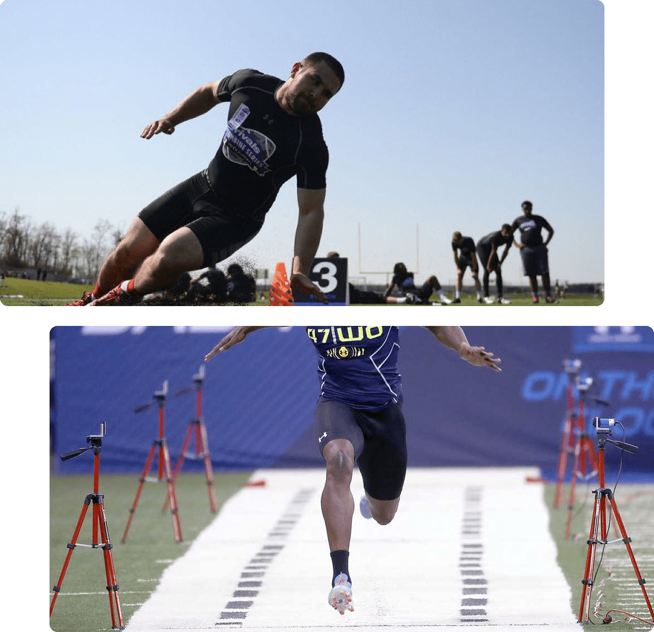 Group 12 Athletes performing agility and jump tests.